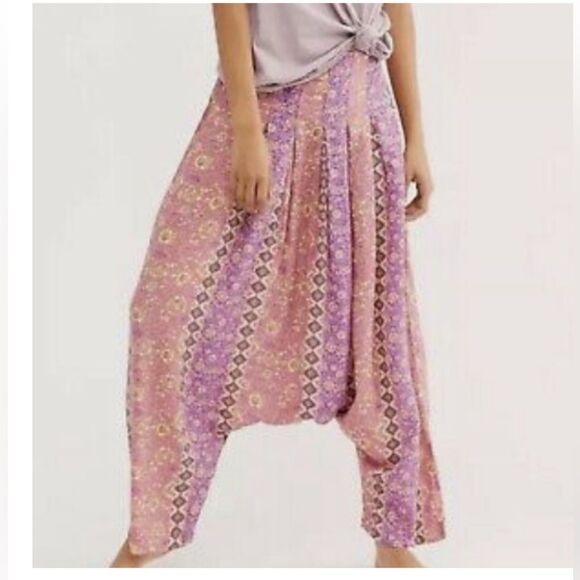 Free People Intimately Lightweight Boho Artsy Harem Pants Sundried Blossom Med - Picture 1 of 8